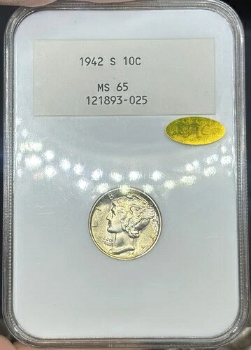 1942-S マーキュリーダイム NGC MS65 ゴールド CAC ホワイトラベル 2.1 レアホルダー ヴィンテージ｜WORLD RESOURCE【QUEEN店】
