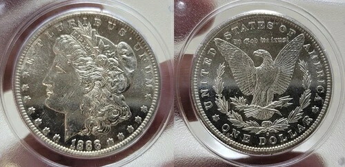 1888 S モーガン シルバー ダラー $1 PCGS MS 63 DMPL オールド ラトラー ホルダー!|WORLD RESOURCE【QUEEN店】