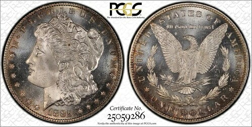 1885年 P プレ21 モルガン銀貨 PCGS MS-66 PL CAC