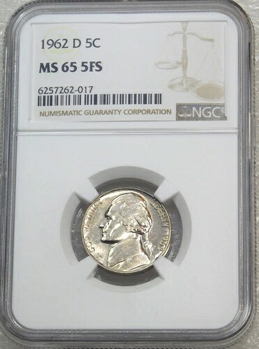 1962年-D ジェファーソン ニッケル NGC MS65 5FS フルステップ等級付き PQ #G433-｜WORLD RESOURCE【QUEEN店】