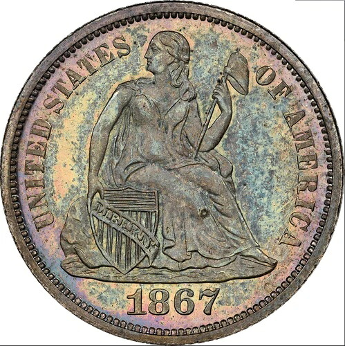 1867年 NGC PR66 6000枚鋳造 + 625プルーフ=最低10セント ?? $3,250 PCGS PG! 着席ダイム|WORLD RESOURCE【QUEEN店】