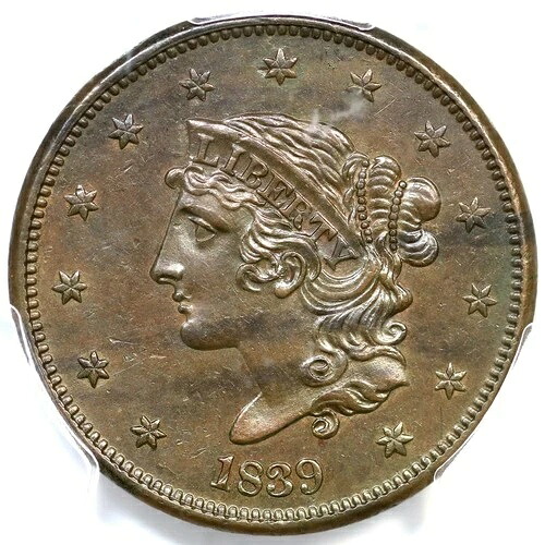 1839年 N-6 R-2 PCGS MS 63 BN ブービーヘッドマトロンまたはコロネットヘッド ラージセントコイン 1C-|WORLD RESOURCE【QUEEN店】