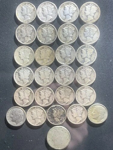 Mercury Dimes 90% シルバー 23 合計混合日 + 同様に保存済み-|WORLD RESOURCE【QUEEN店】