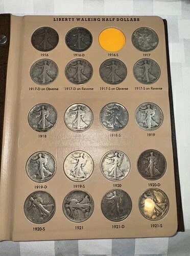 1916年から1947年までの素晴らしいウォーキング・リバティ・ハーフドル（90%銀貨）セット