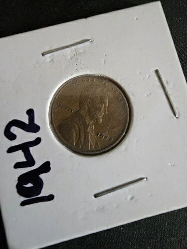 1942年製 希少小麦ペニー貨幣 ミントマークなし 良好な状態