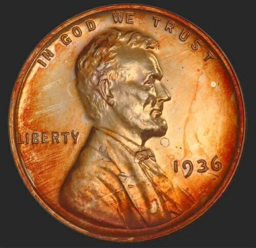 1936年 PCGS PR65RD 1,854枚鋳造? #1 キーブリリアントプルーフ リンカーンセント レッド 1C ジュエル