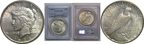 1934-S ピースダラー PCGS AU-58｜WORLD RESOURCE【QUEEN店】 416,295円
