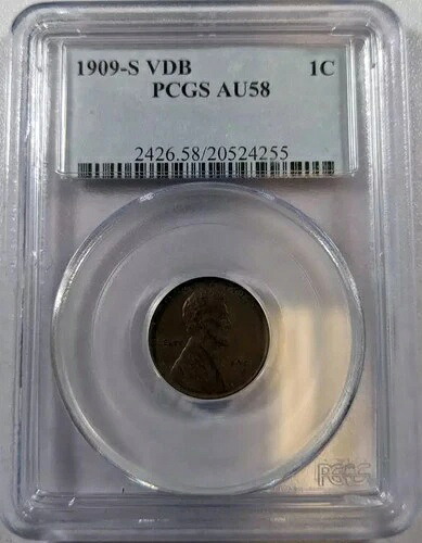 1909 S VDB スモールセント リンカーン、ウィートイヤーズ リバース PCGS AU-58 BN