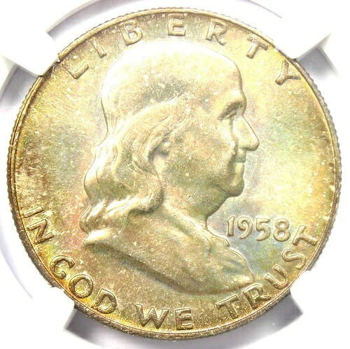 1958-D フランクリン ハーフダラー 50セントコイン - NGC MS67+ FBL プラスグレード - 5,750ドル相当|WORLD RESOURCE【QUEEN店】