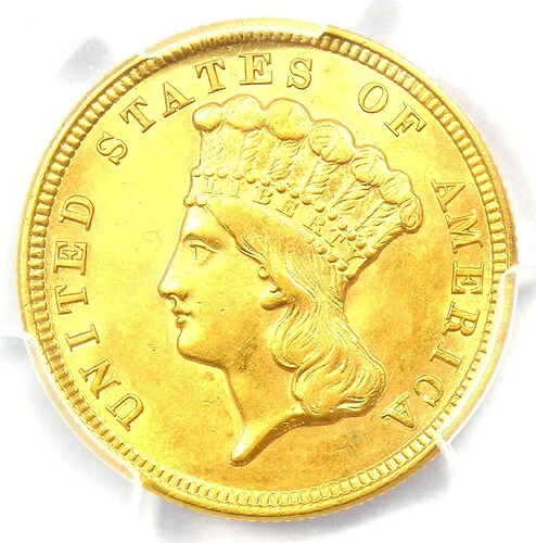 1854年 3ドル インディアン金貨 $3 - PCGS 未流通詳細 (UNC MS) - 希少