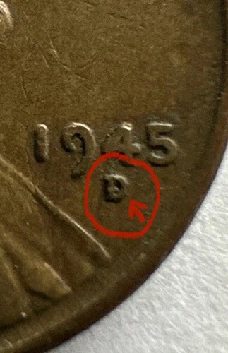 1945年 ウィートペニーエラー: 'D' 内のドット-
