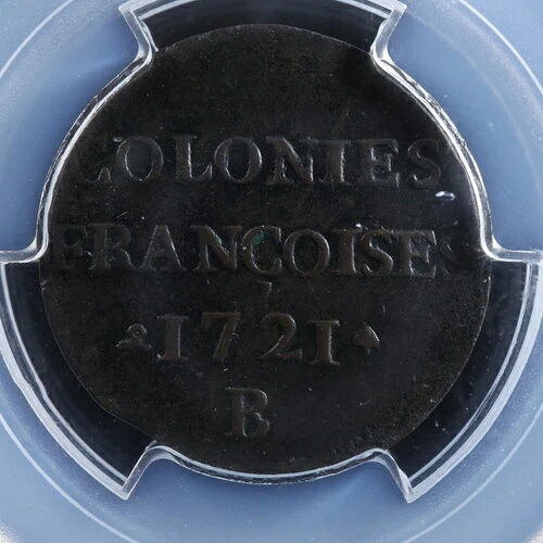 9 デニール 1721B フランス植民地 PCGS XF ディテール コロニアル アメリカ最近カナダ替 フランス-