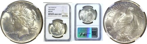 1921年 1ドル 平和ドル NGC MS-64+