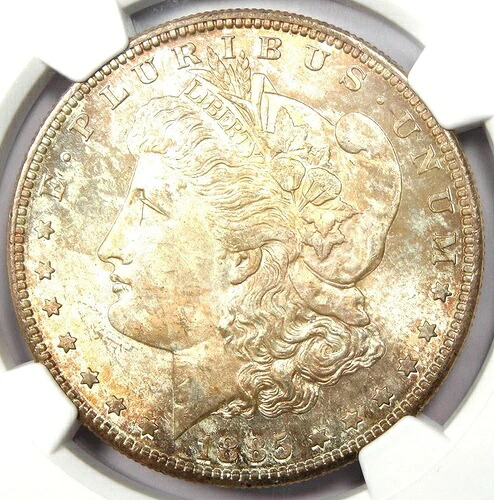1885年-S モーガンシルバードル $1-認定NGC MS65+プラスグレード - 2,900ドルの価値 !-