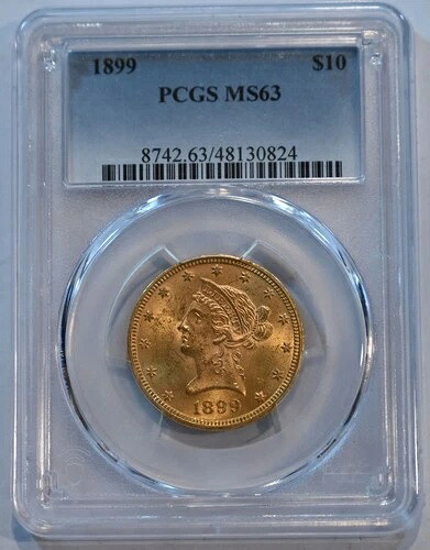 1899年 $10 ゴールド 10 ドル自由 $10 PCGS グレード MS63!!!!- 423,720円