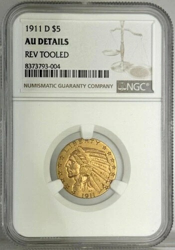 1911-D 5ドル金貨 インディアン NGC AU 詳細 **キー日付**