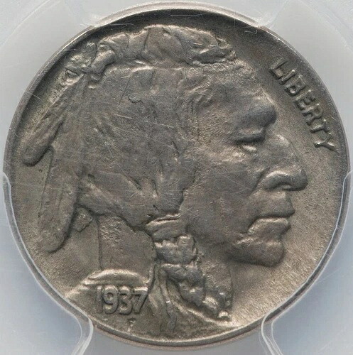 バッファロー・ニッケル 1937-D、3本脚、PCGS AU-55！デンバー造幣局発行！キーデート！｜WORLD RESOURCE【QUEEN店】