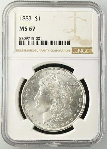 1883年 モーガンシルバードル NGC MS67 $1 ミントステートグレードBU UNC 未流通-