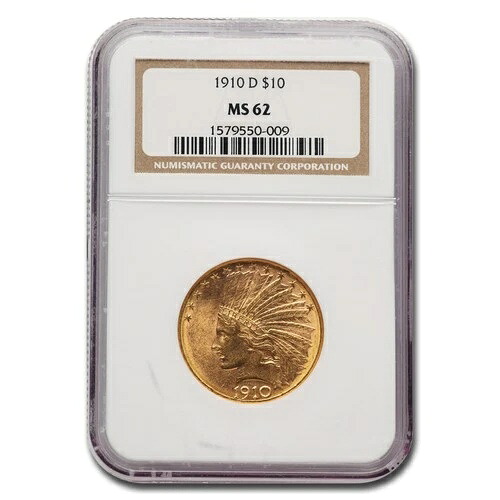 1910-D $10 インディアン ゴールド イーグル MS-62 NGC-
