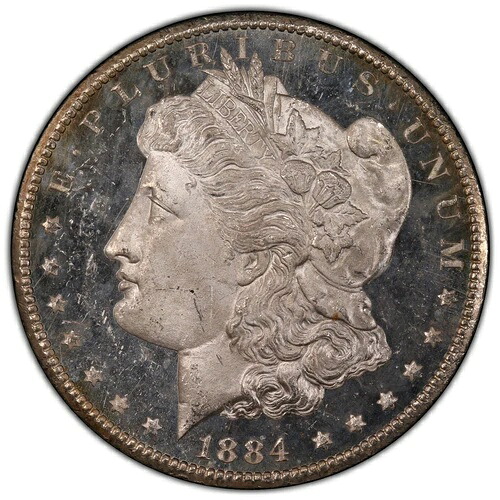 1884-CC 1ドル モルガン・ダラー PCGS MS65 DMPL -- 明るいフロスティ・ディープミラーカメオ宝石