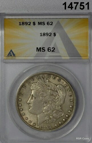 1892年製 モーガン・シルバー・ドル 希少！ANACS認定 MS62！美品！#14751｜WORLD RESOURCE【QUEEN店】