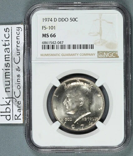 1974 D DDO ケネディ ハーフダラー 50セント - FS-101 - NGC MS 66 - ダブルダイ表面｜WORLD RESOURCE【QUEEN店】
