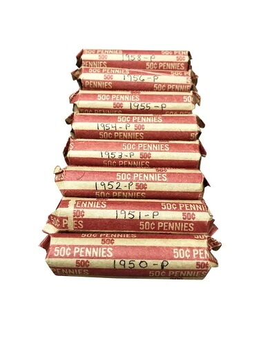 1950年 - 1958年 リンカーン小麦の穂先 セント9ロール 1957年以外すべて揃ったロット｜WORLD RESOURCE【QUEEN店】 130,900円
