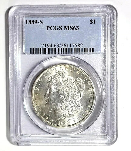 1889年 S ブラストホワイト！PCGS MS63 モルガン銀貨 1ドル 米国造幣局 1889-S MS-63 コイン｜WORLD RESOURCE【QUEEN店】