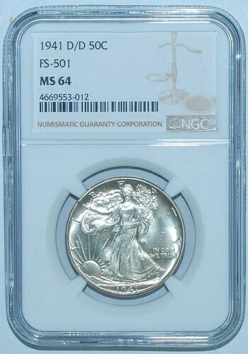 1941年 D/D NGC MS64 FS-501 RPM 再打ち抜きミントマーク ウォーキング・リバティ・ハーフダラー｜WORLD RESOURCE【QUEEN店】