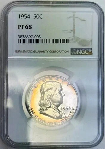 1954 年フランクリン ハーフ ドル NGC PF-68 プルーフ きれい!｜WORLD RESOURCE【QUEEN店】