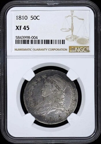 1810年 キャップドバスト、縁に文字入り 50C NGC XF45|WORLD RESOURCE【QUEEN店】