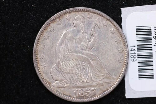 1857年 シーティングリバティハーフドル、手頃な価格のコレクター向け流通コイン、#14189|WORLD RESOURCE【QUEEN店】