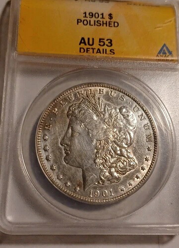 1901年 モルガン銀貨 ANACS AU 53 詳細 研磨済み。写真あり|WORLD RESOURCE【QUEEN店】