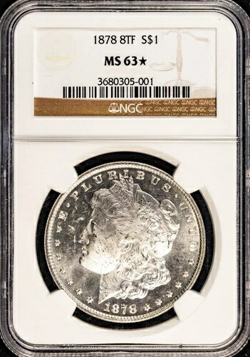1878年 8TF モーガンシルバードル コイン NGC MS63 *表のようなプルーフ-