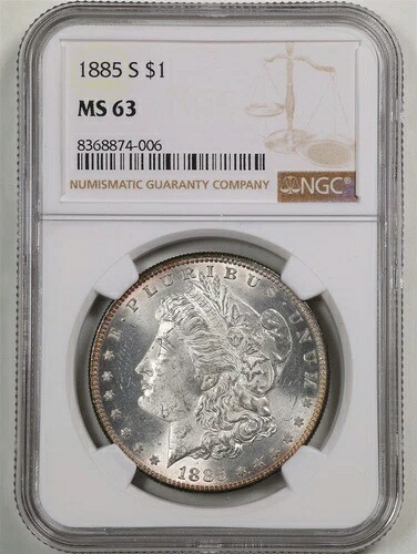 1885-S 1ドル モルガン銀貨 MS63 NGC 8368874-006