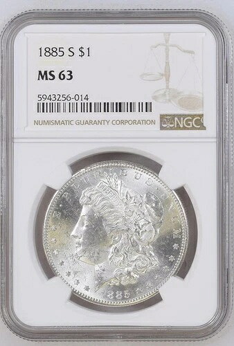 1885年 S モルガン銀貨 NGC MS-63
