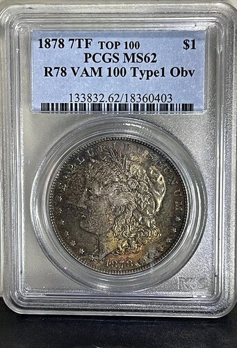 1878年 7TF モーガンドル PCGS MS62 Rev 78 VAM 100 タイプ1 OBV-TOP 100! アメージングコイン-