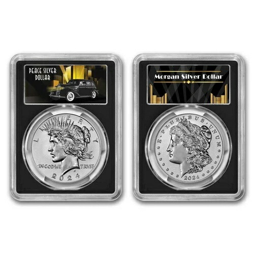 2024-S モルガン＆ピース リバース プルーフ セット PR-70 PCGS (AR、ブラック)