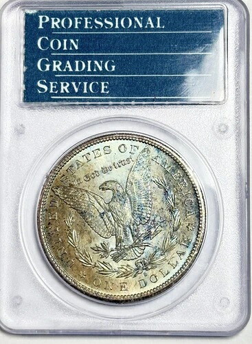 1880年 S トーン モーガン $??PCGS MS 65 OGH ラトラーホルダー??鮮やかなレインボー????動画