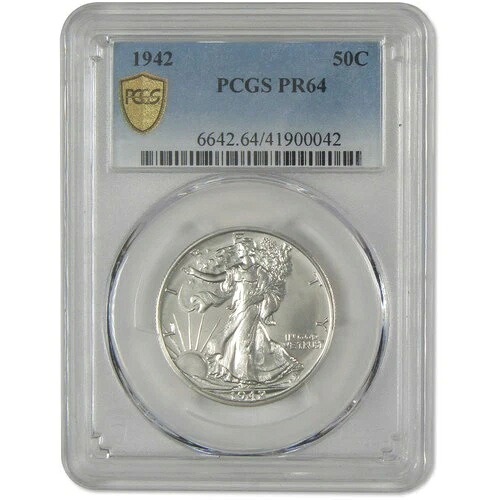 1942年 リバティウォーキング ハーフダラー PR 64 PCGS シルバープルーフ 50セントコイン｜WORLD RESOURCE【QUEEN店】