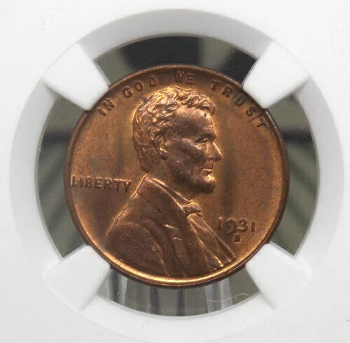 1931年「S」リンカーン小麦セントペニー1セントNGC MS65 RB #021レッドブラウンジェムBU ECC&C Inc