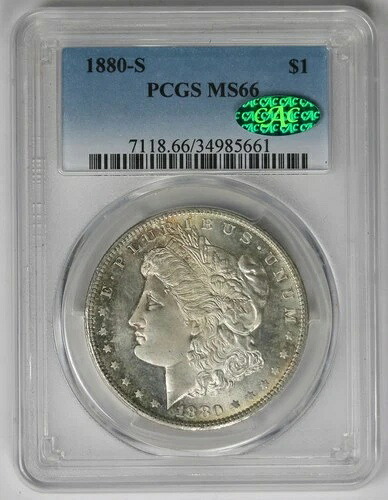 1880-S モルガン・ダラー銀貨 $1 MS 66 PCGS CAC認定トーン