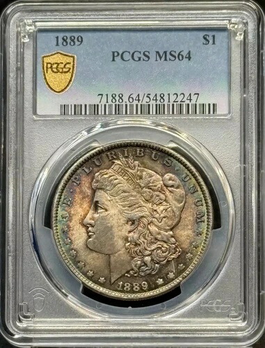 1889年 モルガン銀貨 PCGS MS-64 レインボートーン