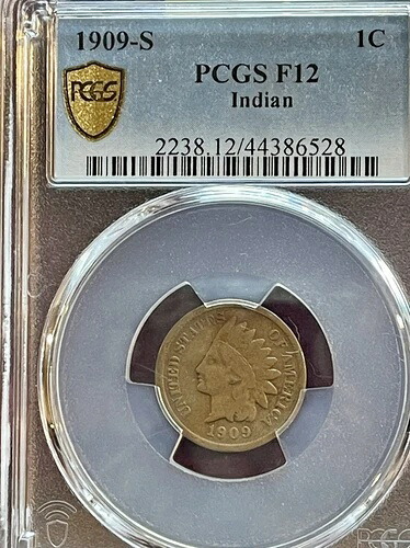 1909-S インディアンヘッドセント F12 PCGS 鑑定済み 入手困難なセミキーデート (#528) 112,750円