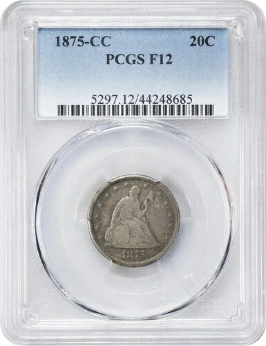 1875 CC 20C PCGS F12 BF2 20セントピース カーソンシティコイン - 迅速送料無料