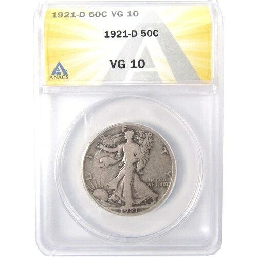 1921年 D リバティウォーキング ハーフダラー VG 10 ANACS シルバー 50セント SKU:I16703｜WORLD RESOURCE【QUEEN店】