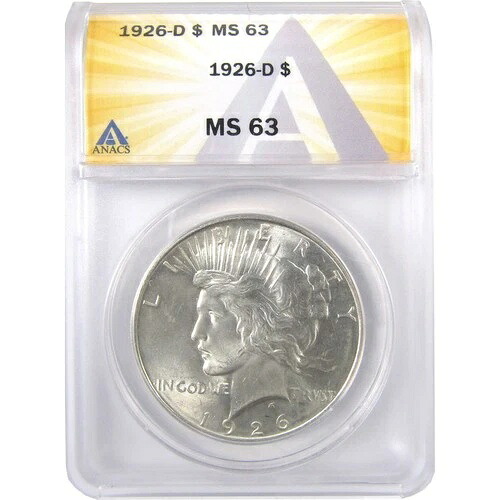 1926年 D ピースドル MS 63 ANACS シルバー 未流通 SKU:CPC0235
