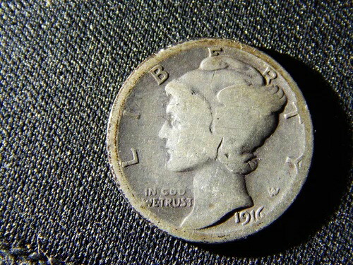 1916年製マーキュリーダイム 希少コイン 113,300円