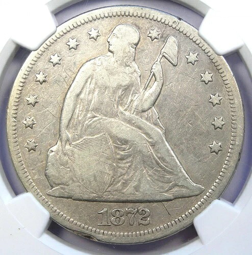 1872年 自由の女神像 1ドル銀貨 - NGC VF認定詳細 - 希少な初期コイン