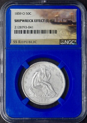 1859年-O 自由の女神座像ハーフドル NGC AU (E) SS 共和国難破船 ? コインガント?-|WORLD RESOURCE【QUEEN店】